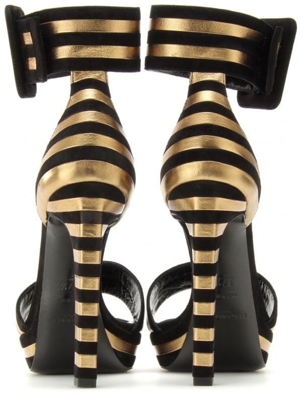 Saint Laurent 'Paloma' Suede and Metallic Leather Striped Sandals
