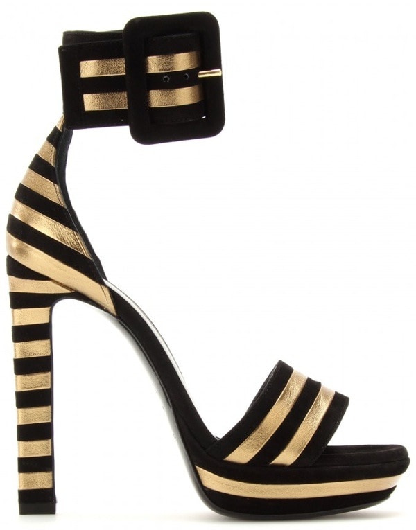 Saint Laurent 'Paloma' Suede and Metallic Leather Striped Sandals