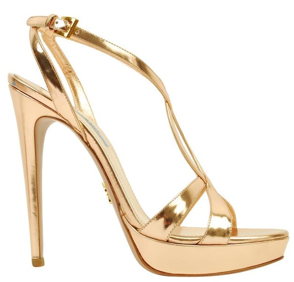 Prada Rose Gold Strappy Sandals