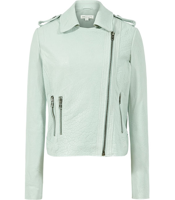 Louise Roe's favorite Reiss 'Maya' Moto Jacket also available in a cool ice blue tone