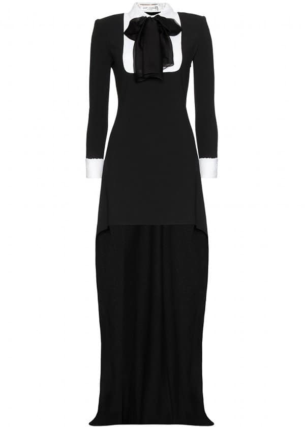 Saint Laurent Sequin-Embellished Stretch-Crepe High-Low Gown