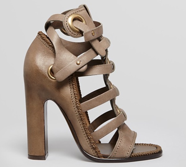 Salvatore Ferragamo Gladiator Sandals in Fossil Grey