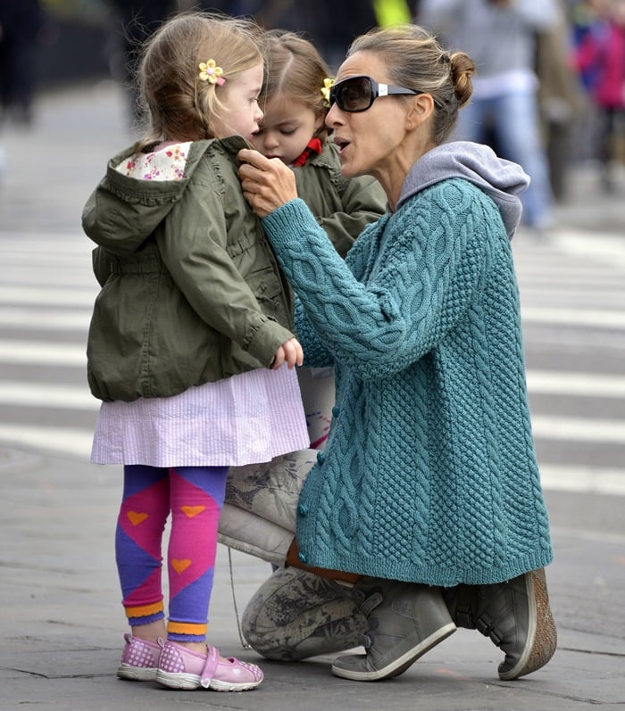 Sarah Jessica Parker star was spotted wearing sneaker wedges as she took her twins to school