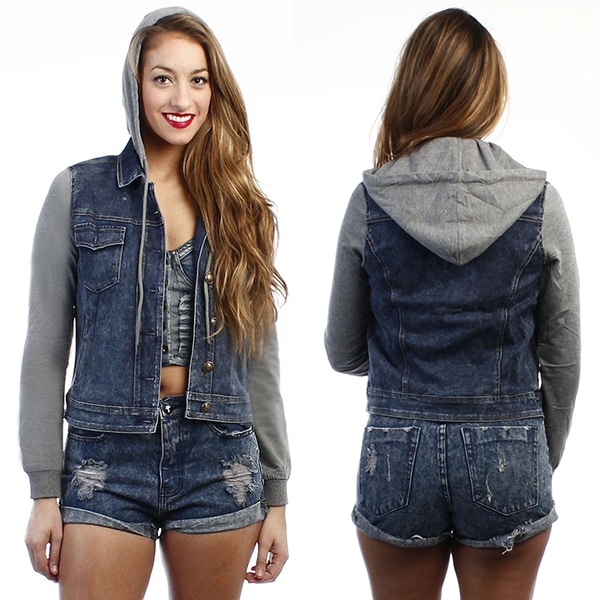 Sweatshirt Sleeve Hoodie Denim Jacket