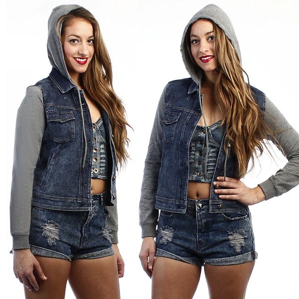 Sweatshirt Sleeve Hoodie Denim Jacket