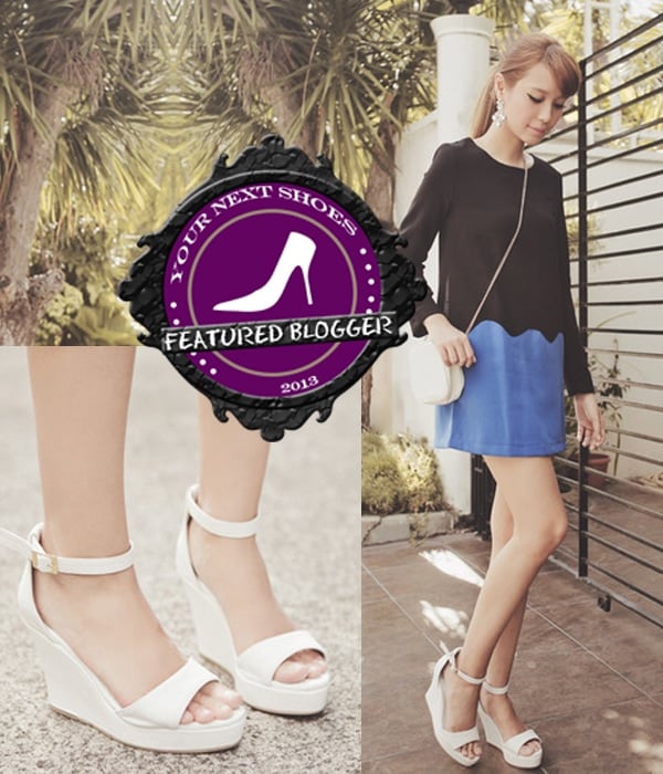 Tricia wears classic retro wedges in white