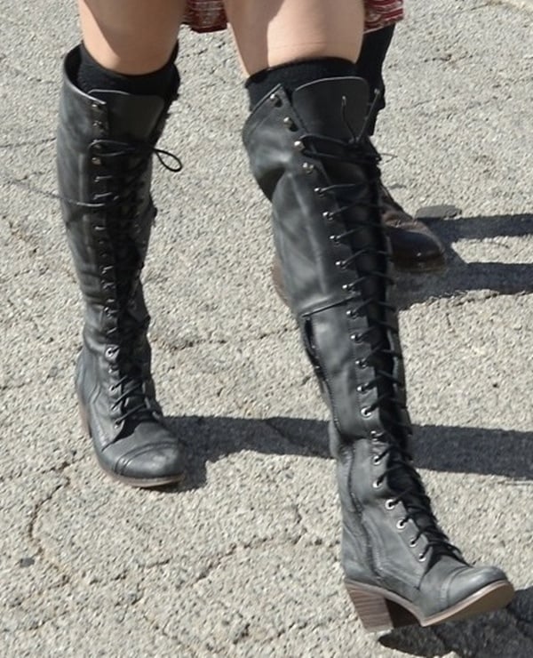 Vanessa Hudgens sporting Jeffrey Campbell for Free People 'Joe' lace-up boots