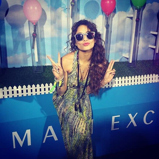 Vanessa Hudgens shared her Armani Exchange cutout maxi dress on Instagram