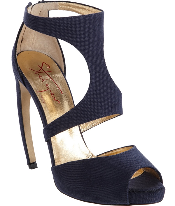 Walter Steiger Two-Piece Peep Toe Sandals in Navy