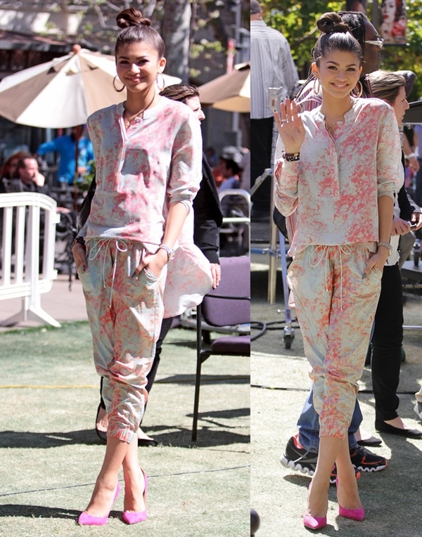 Zendaya let her youth shine in a fresh coral-printed Suno jumpsuit