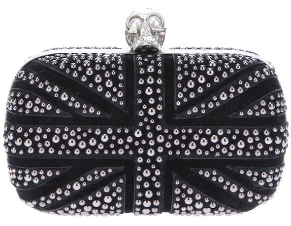 Classic elegance: Alexander McQueen's 'Britannia Skull' Clutch Bag in Black - a testament to timeless fashion