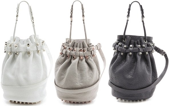 Choose Your Shade: Alexander Wang Diego Bucket Bags in Peroxide ($850), Lilac ($875), and Tundra ($850) – Find Your Perfect Match