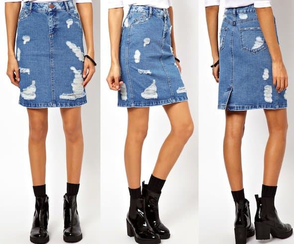 ASOS Denim Skirt in Ripped Vintage Wash