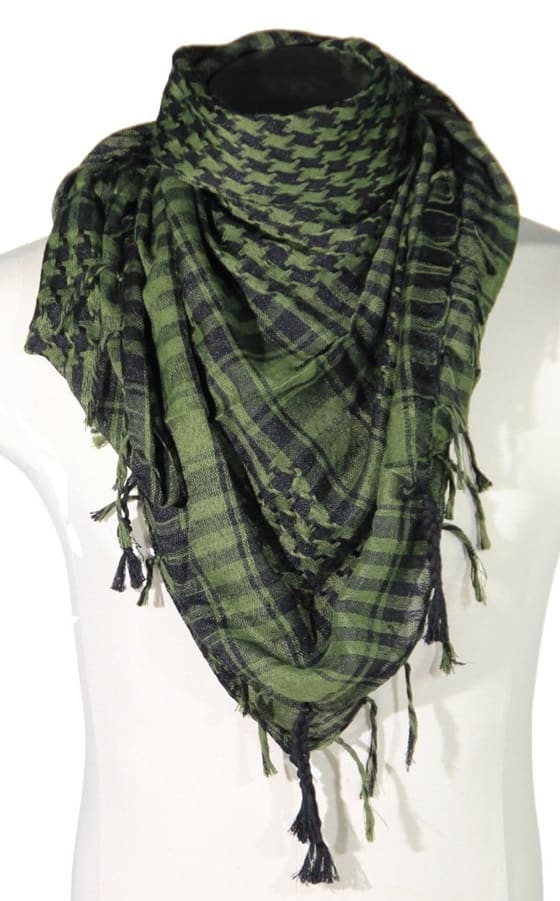 BDP Arab Shemagh Scarf in Army Green/Black