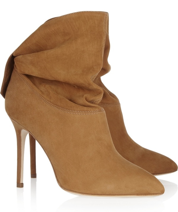 Brian Atwood 'Adrienne' Ankle Boots in Tan Suede