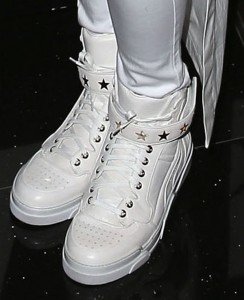 Ciara in White Givenchy Men's Grained Leather High Top Sneakers