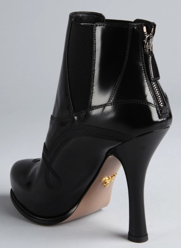 Prada Black Leather Ankle Boots