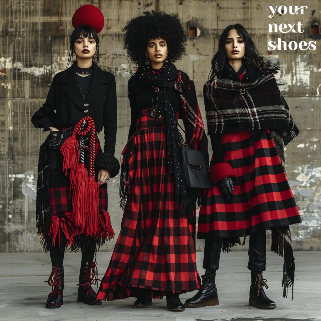 Embrace bold patterns and textures with these striking tartan ensembles, perfect for making a statement and stepping out in style