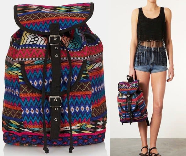 Topshop Ikat Backpack in Multi Bright