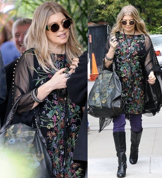 Fergie, glowing and graceful, makes her way to Easter Sunday mass in Brentwood, donning a floral Gucci kaftan
