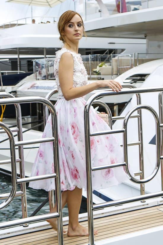 At the 66th Cannes Film Festival, Ahna O'Reilly dazzles in a Georges Hobeika floral gown, embodying springtime charm, May 19, 2013