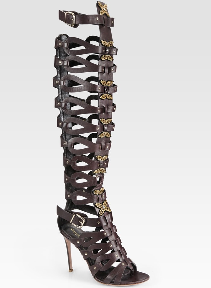 Altuzarra Leather Gladiator Over-the-Knee Boots in Mocha