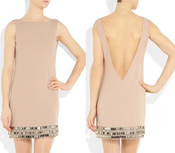 Azzaro Leelo Embellished Open-Back Crepe Mini Dress