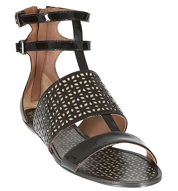 Azzedine Alaïa Black Patent Leather Flat Sandals