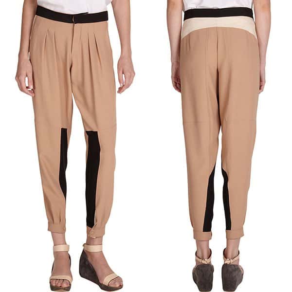Elegant and trendy: Chloe’s color-blocked pleated pants, showcasing high fashion with a price tag of $995