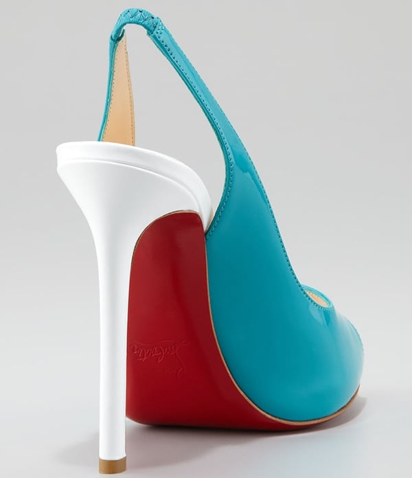 Christian Louboutin Flo Colorblock Patent Red Sole Slingback in Caraibes/Canari
