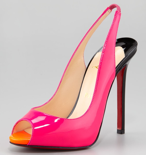 Christian Louboutin Flo Patent Red Sole Slingback in Rose Matador