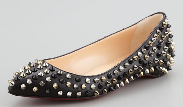 Christian Louboutin Pigalle Spikes Point-Toe Flats