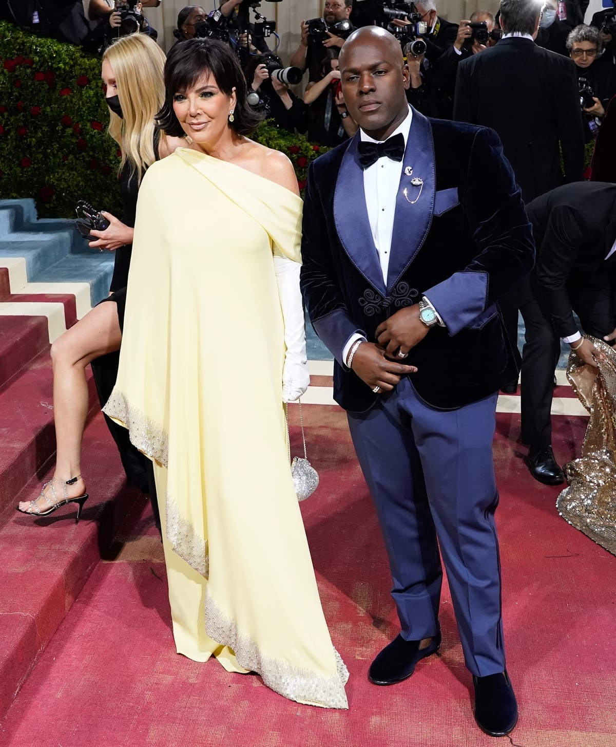 Corey Gamble and his girlfriend Kris Jenner attend The 2022 Met Gala Celebrating "In America: An Anthology of Fashion"