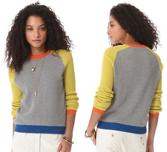 Cut25 by  Yigal Azrouël Waffle Knit Block Sweater