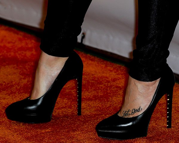 Demi Lovato shows off her feet in stud-embellished Saint Laurent shoes
