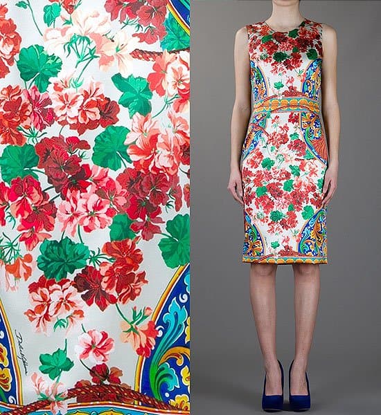 With saturated hues and a sexy silhouette, this Dolce & Gabbana floral print dress turns a sofa-inspired print into a fashion statement