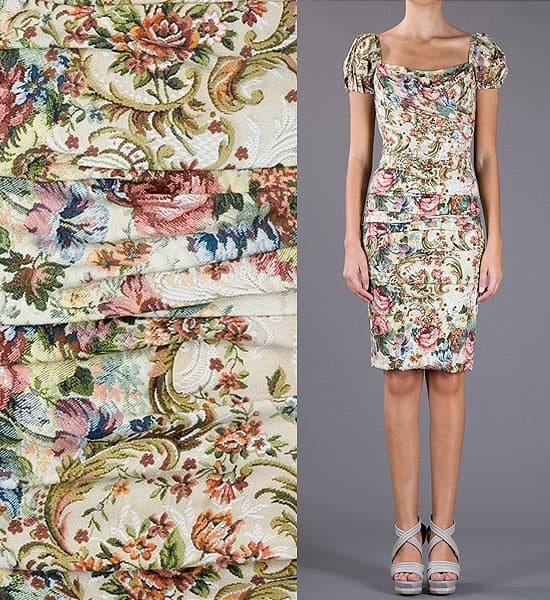 This Dolce & Gabbana dress masterfully ruches a seemingly old-fashioned fabric into a beautiful, contemporary design