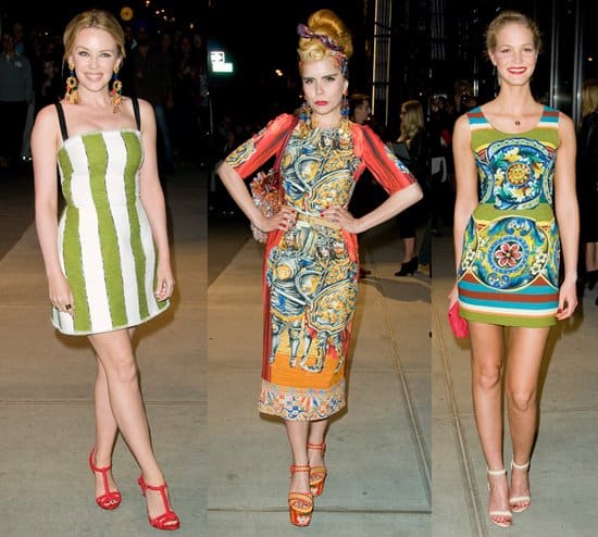 Vibrant ensembles from Dolce & Gabbana's Spring 2013 Ready-to-Wear collection light up their Fifth Avenue store opening, New York City, May 4, 2013