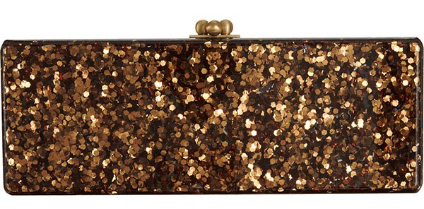 Chic and unique: The Edie Parker Flavia Geo Clutch in gold lacquered confetti design