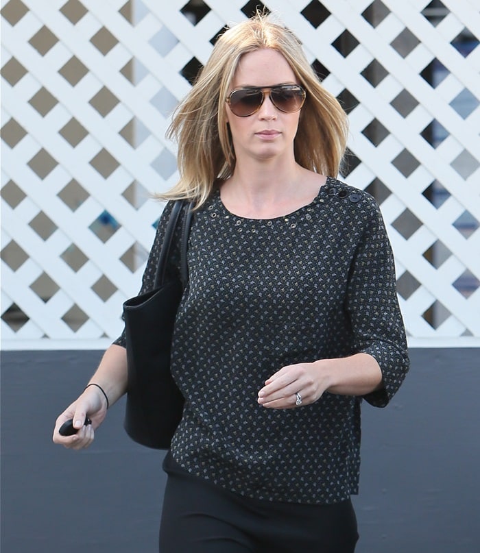Emily Blunt was caught on camera as she arrived and departed from a hair salon in Los Angeles