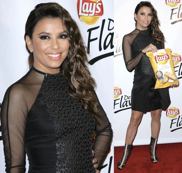 Eva Longoria goes for mesh at Frito Lay's Do Us a Flavor announcement at Beso in Hollywood, Los Angeles on May 6, 2013