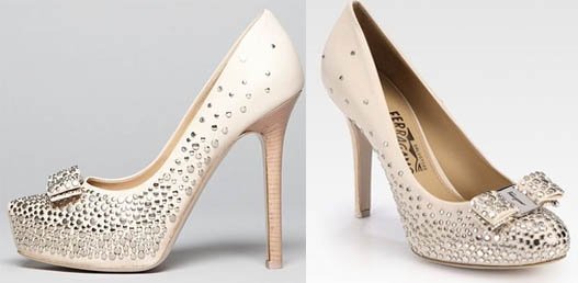 Salvatore Ferragamo Sea Studded Leather Bow Pumps