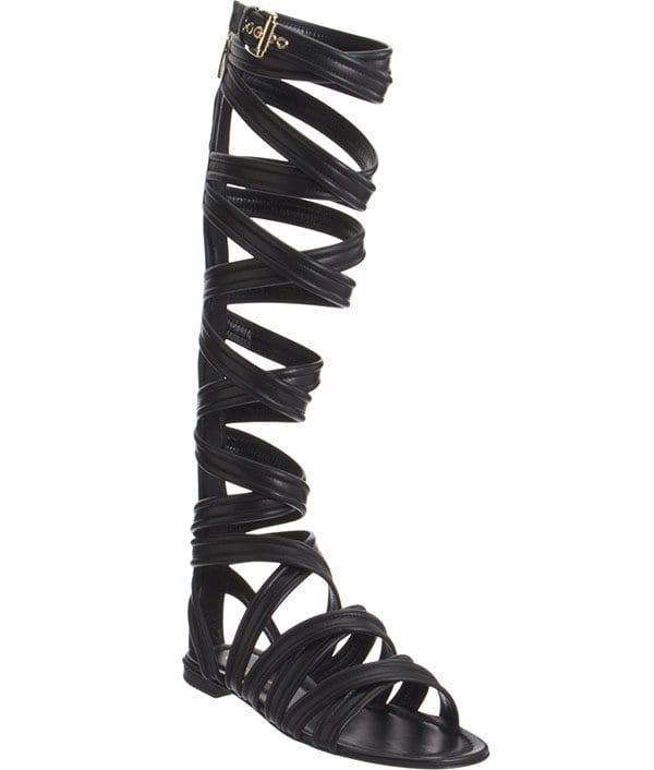 Gianvito Rossi Leather Gladiator Knee Sandals