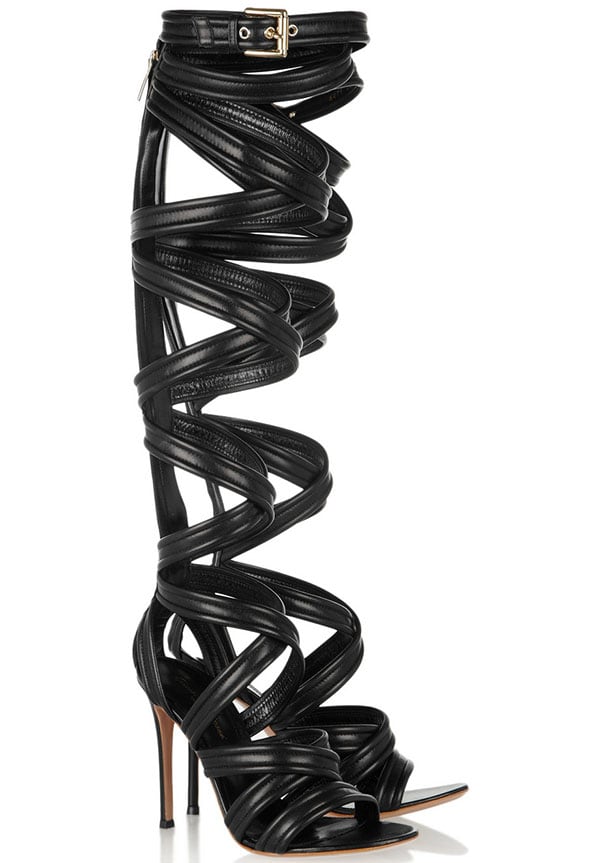 Gianvito Rossi Leather Gladiator Knee Sandals