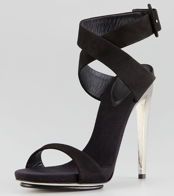 Giuseppe Zanotti Suede Crisscross Sandal Black