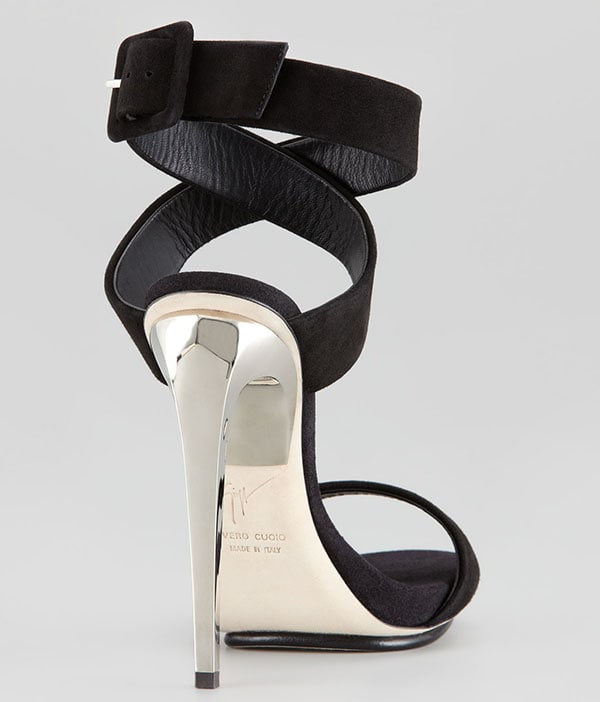 Giuseppe Zanotti Suede Crisscross Sandal Black