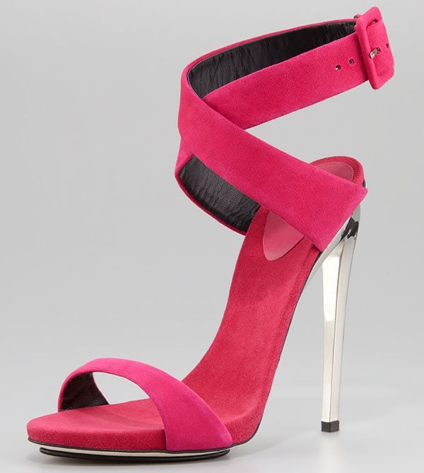 Giuseppe Zanotti Suede Crisscross Sandal Fuchsia