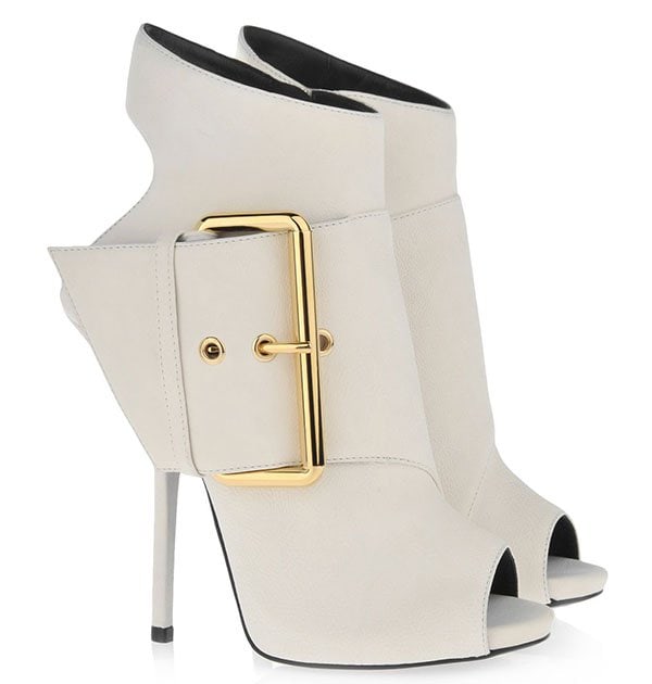 Giuseppe Zanotti White Calkskin Buckled Booties