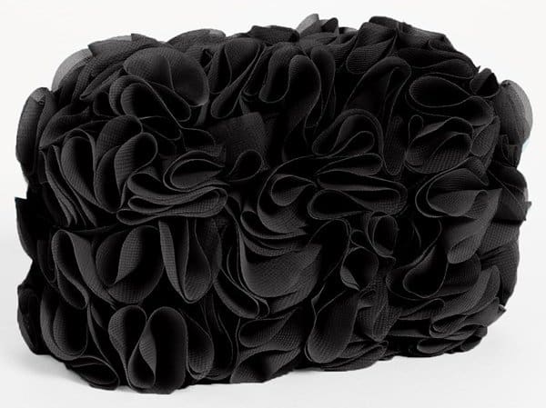 Glint Ruffle Minaudiere in Black