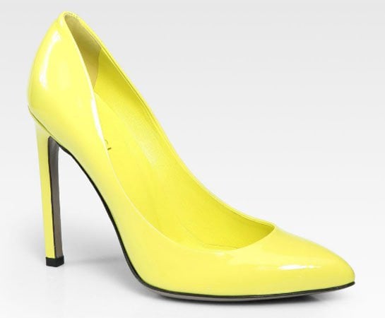 Gucci Gloria Patent Leather Pumps in Lime